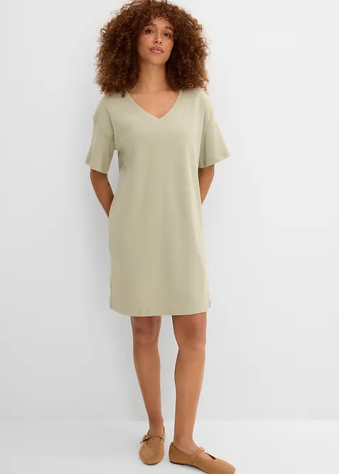 Abito t-shirt oversize con scollatura a V (pacco da 2), bonprix