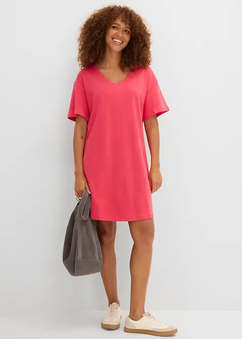 Abito t-shirt oversize con scollatura a V (pacco da 2), bonprix