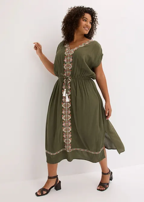 Abito midi boho chic in viscosa fluida, bonprix