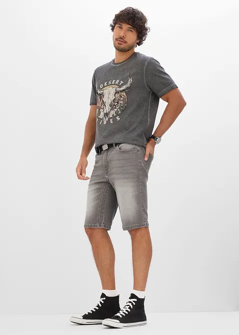 Bermuda di jeans elasticizzati con cavallo rafforzato, regular fit, bonprix