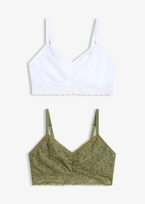 Reggiseno bustier con pizzo morbido (pacco da 2), bonprix