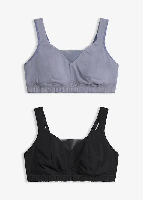 Reggiseno t-shirt senza ferretto con cotone (pacco da 2), bonprix