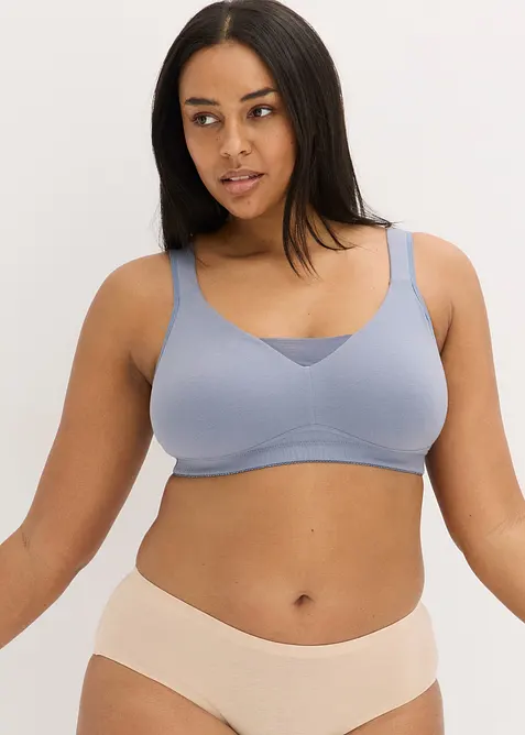 Reggiseno t-shirt senza ferretto con cotone (pacco da 2), bonprix