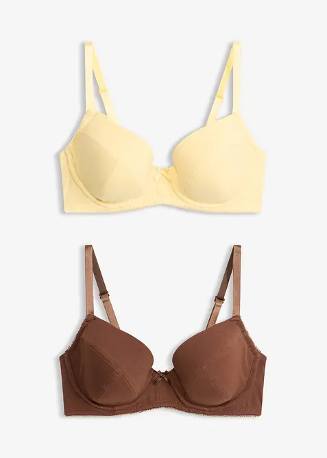 Reggiseno push-up con ferretto e cotone biologico (pacco da 2), bonprix