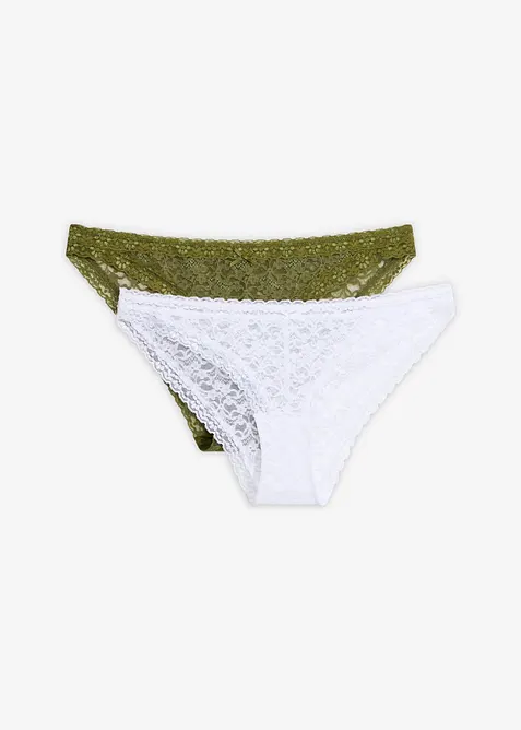 Mini slip con pizzo morbido (pacco da 2), bonprix