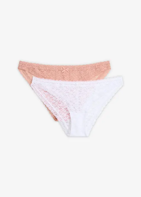 Mini slip con pizzo morbido (pacco da 2), bonprix