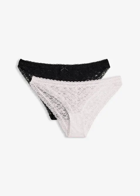 Mini slip con pizzo morbido (pacco da 2), bonprix
