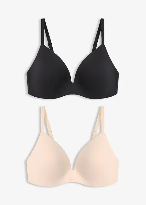 Reggiseno senza ferretto con coppe preformate e cotone (pacco da 2), bonprix