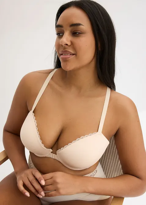 Reggiseno con coppe preformate, ferretto, chiusura frontale e cotone, bonprix