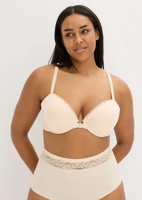 Reggiseno con coppe preformate, ferretto, chiusura frontale e cotone, bonprix
