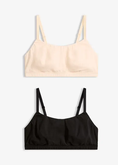 Bralette senza ferretto con cotone (pacco da 2), bonprix