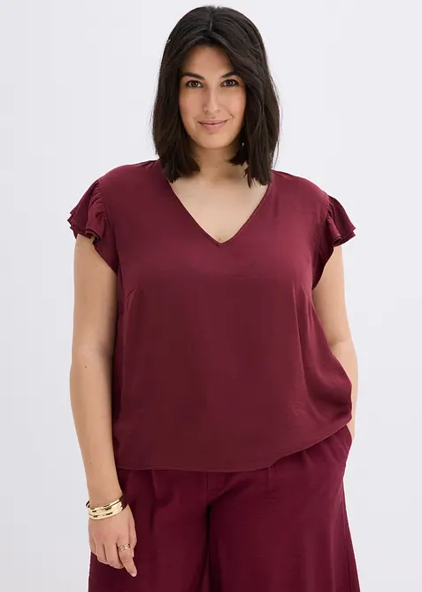 Blusa con volant, bonprix