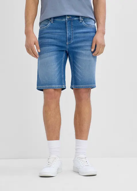 Bermuda di jeans in felpa con elastico in vita, regular fit, bonprix
