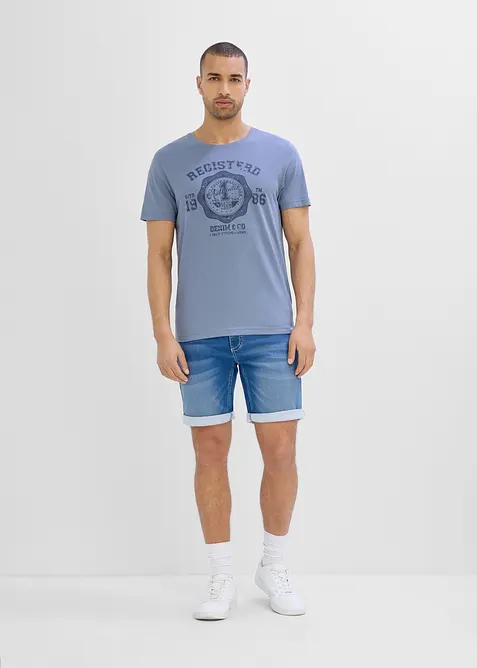 Bermuda di jeans in felpa con elastico in vita, regular fit, bonprix
