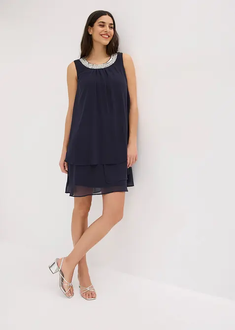 Abito in chiffon con applicazione di strass, bonprix