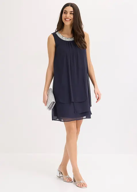 Abito in chiffon con applicazione di strass, bonprix