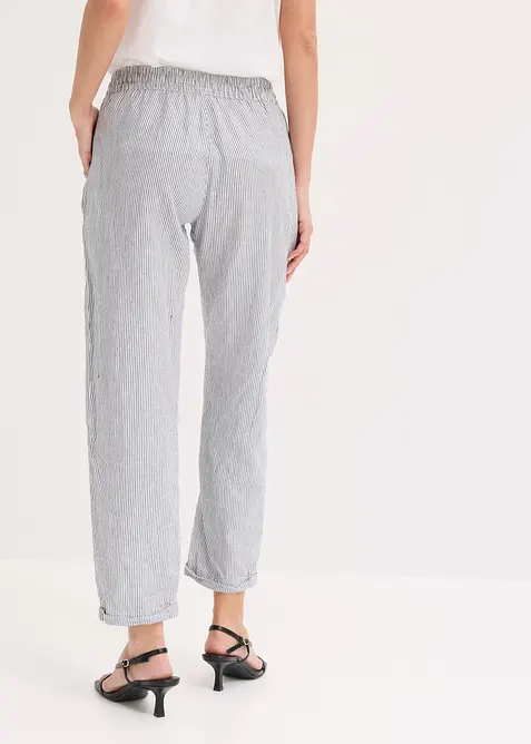 Pantaloni in misto lino con elastico in vita, bonprix