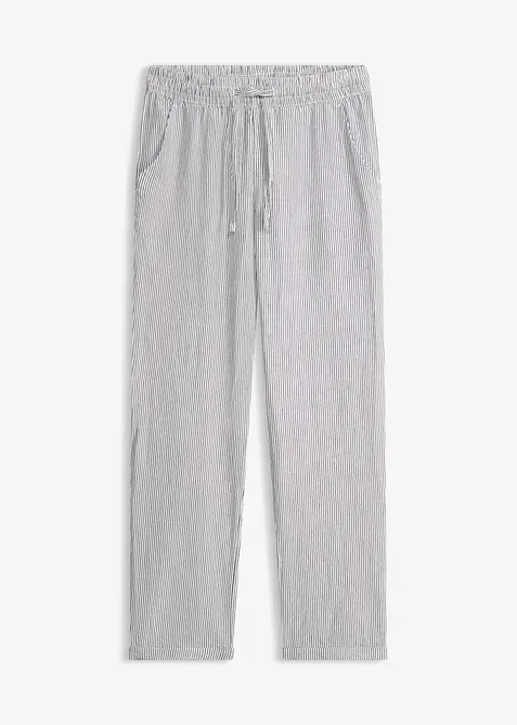 Pantaloni in misto lino con elastico in vita, bonprix
