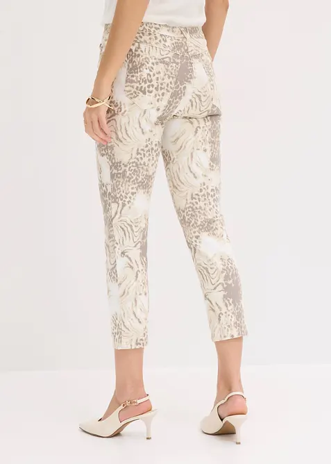 Pantaloni cropped elasticizzati a fantasia, bonprix