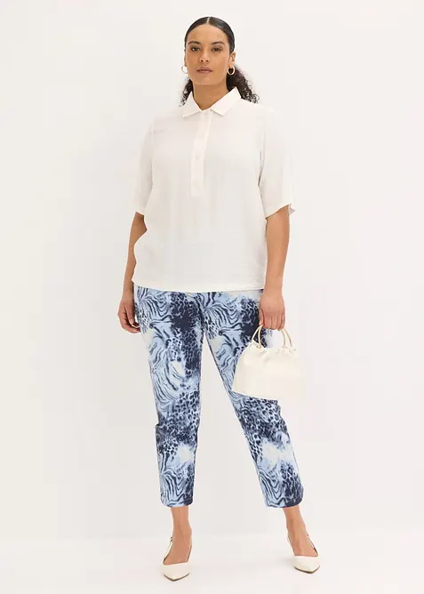 Pantaloni cropped elasticizzati a fantasia, bonprix