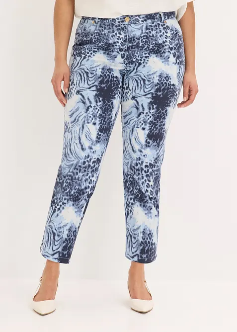Pantaloni cropped elasticizzati a fantasia, bonprix