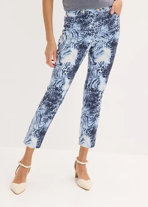 Pantaloni cropped elasticizzati a fantasia, bonprix