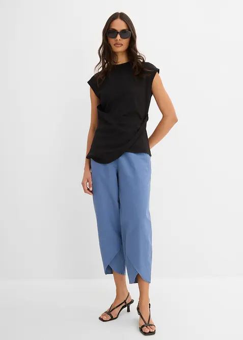 Pantaloni cropped in misto lino leggero, bonprix