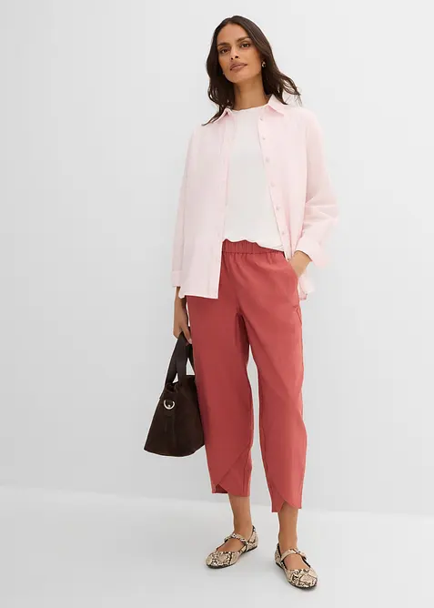 Pantaloni cropped in misto lino leggero, bonprix