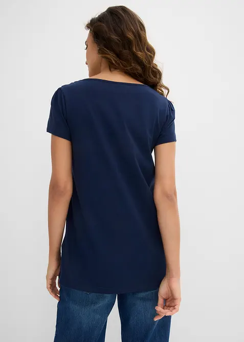 Maglia in cotone con pizzo a maniche corte, bonprix