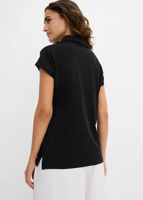 Maglia con colletto polo aperto, bonprix