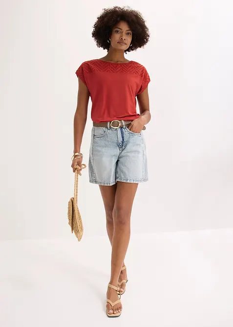 Maglia in morbida viscosa con pizzo, bonprix