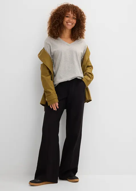 Maglia lunga e larga con scollo a V e maniche corte (pacco da 5), bonprix