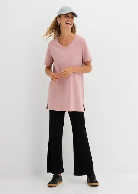 T-shirt lunga con scollo a V (pacco da 2), bonprix