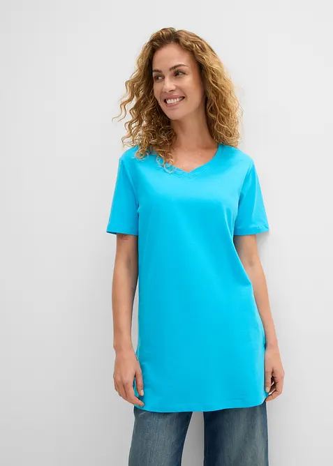T-shirt lunga con scollo a V (pacco da 2), bonprix