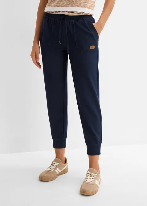 Pantaloni tuta cropped con effetto jeans, bonprix