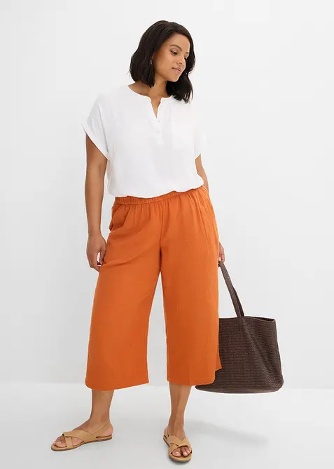 Pantaloni larghi in mussola di cotone, bonprix