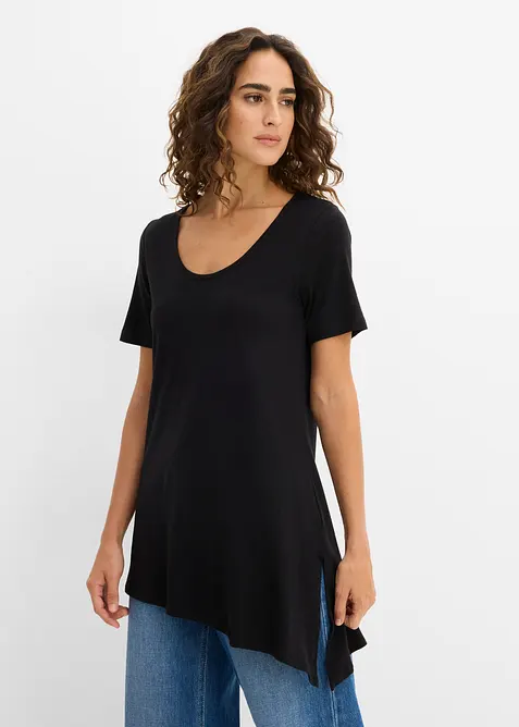 Maglia lunga asimmetrica in misto cotone e viscosa, bonprix