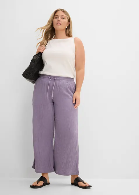 Pantaloni a palazzo in mussola leggera, bonprix