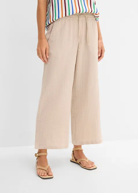 Pantaloni a palazzo in mussola leggera, bonprix