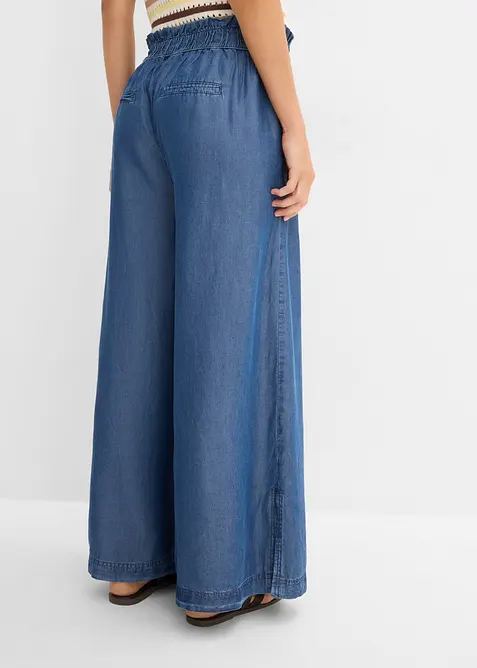 Pantaloni a palazzo cropped e fluenti con spacchi laterali, bonprix