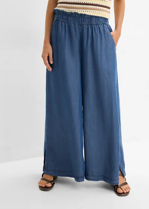 Pantaloni a palazzo cropped e fluenti con spacchi laterali, bonprix
