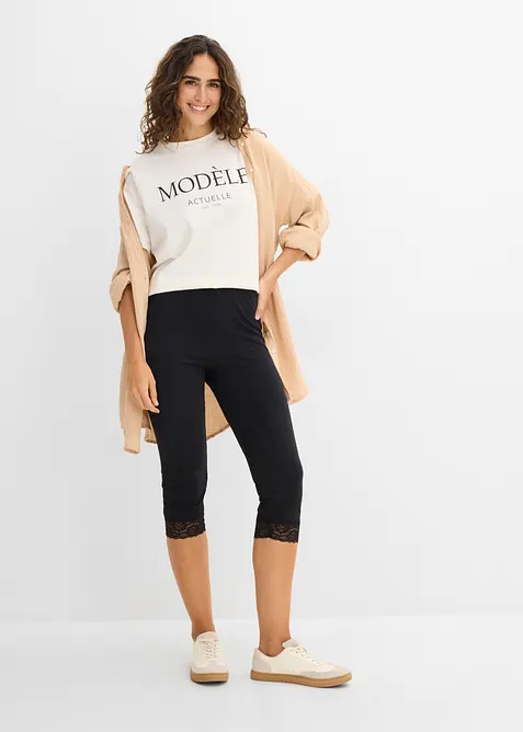Leggings a pinocchietto con pizzo, bonprix