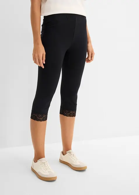 Leggings a pinocchietto con pizzo, bonprix