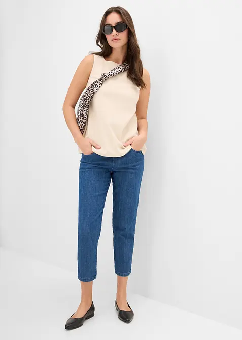 Jeans straight con cinta comoda, vita media (pacco da 2), bonprix