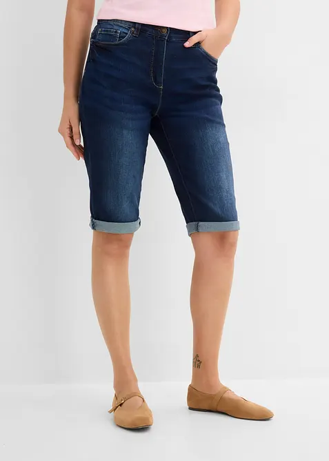 Bermuda in jeans con vita media parzialmente elasticizzata, bonprix