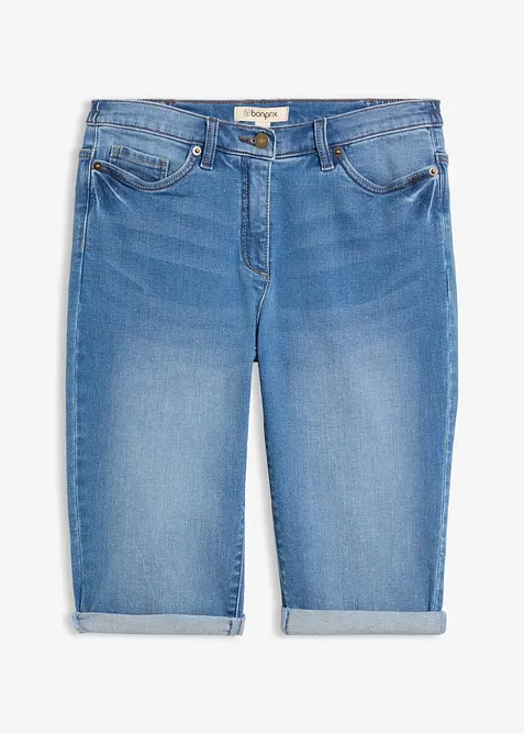 Bermuda in jeans con vita media parzialmente elasticizzata, bonprix