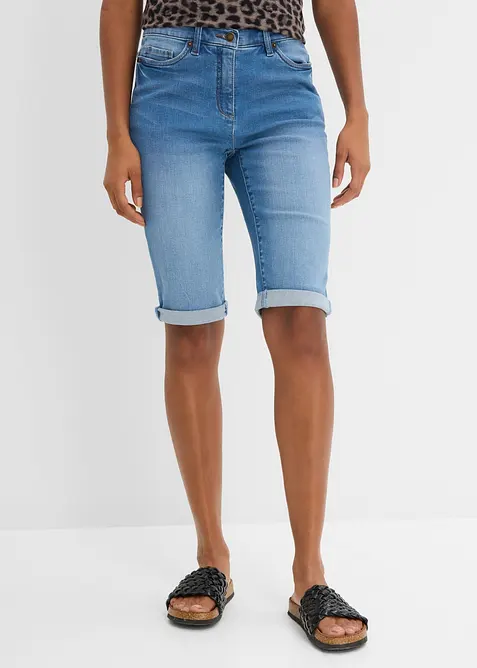 Bermuda in jeans con vita media parzialmente elasticizzata, bonprix
