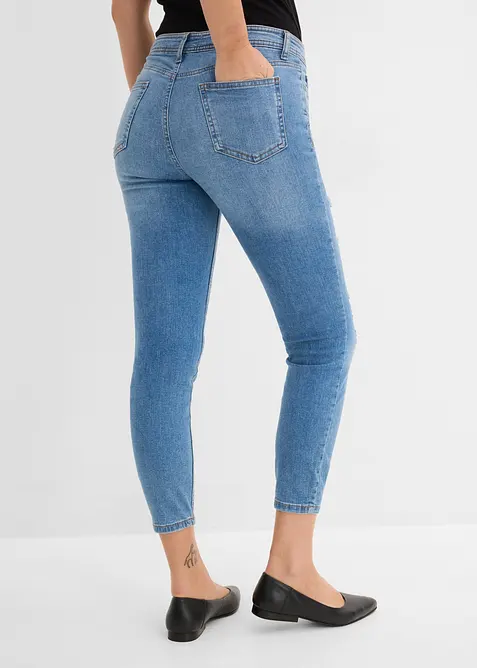 Jeans cropped strappati skinny, bonprix