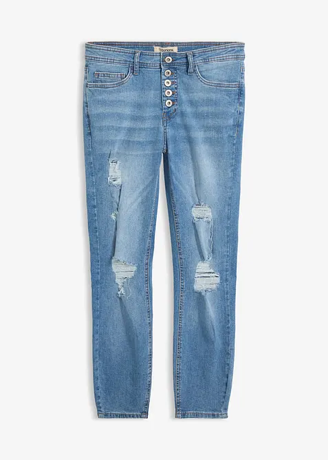Jeans cropped strappati skinny, bonprix