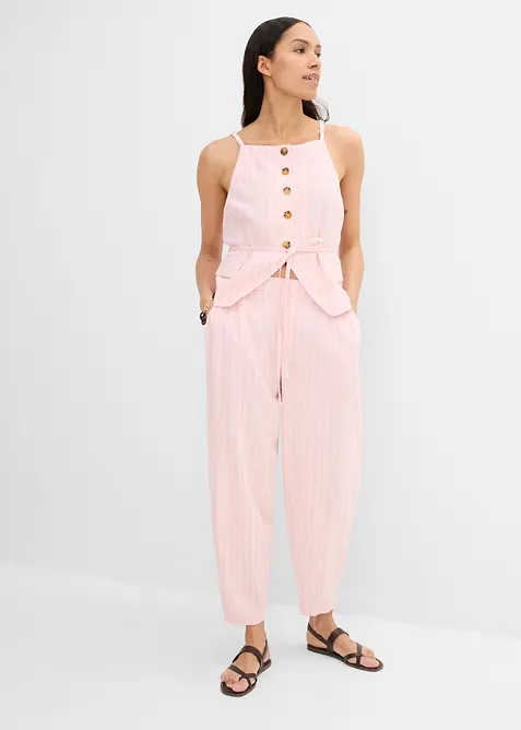 Pantaloni con elastico in vita in misto lino fresco, bonprix